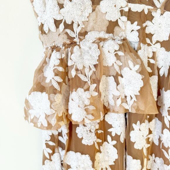 NWT Tracy Reese White Floral Embroidered Half Peplum Dress 10 - Picture 7 of 12